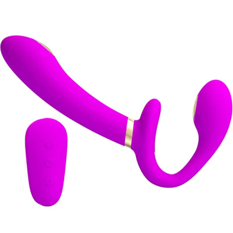 PRETTY LOVE - THUNDERBIRD DOUBLE VIBRATEUR STRAP-ON TÉLÉCOMMANDE VIOLET PRETTY LOVE