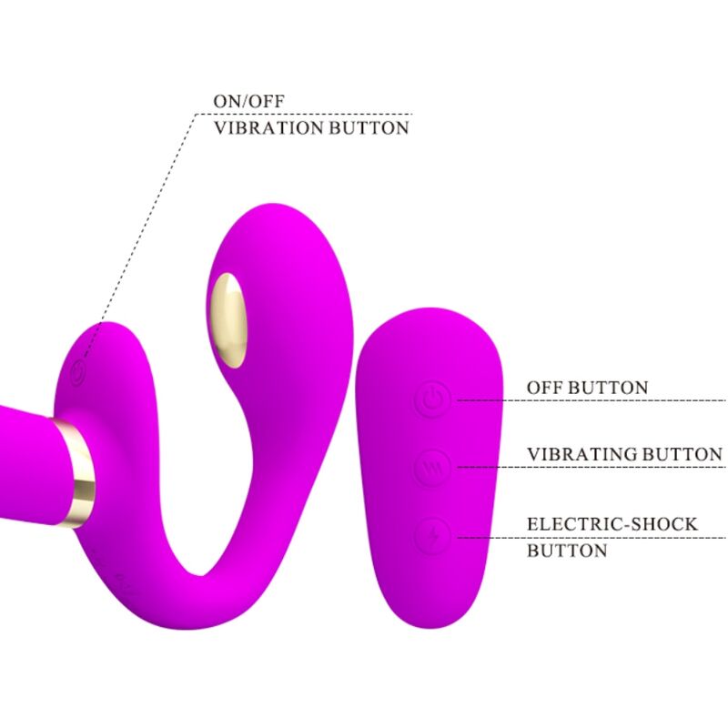 PRETTY LOVE - THUNDERBIRD DOUBLE VIBRATEUR STRAP-ON TÉLÉCOMMANDE VIOLET PRETTY LOVE