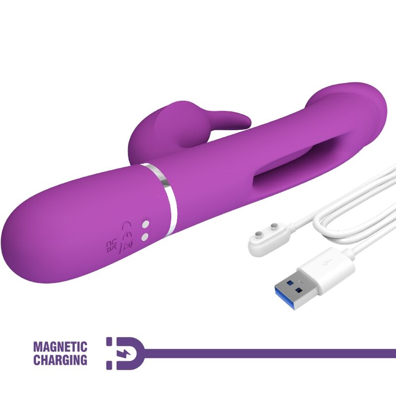 PRETTY LOVE - KAMPAS VIBRATEUR LAPIN MULTIFONCTION 3 EN 1 VIOLET PRETTY LOVE