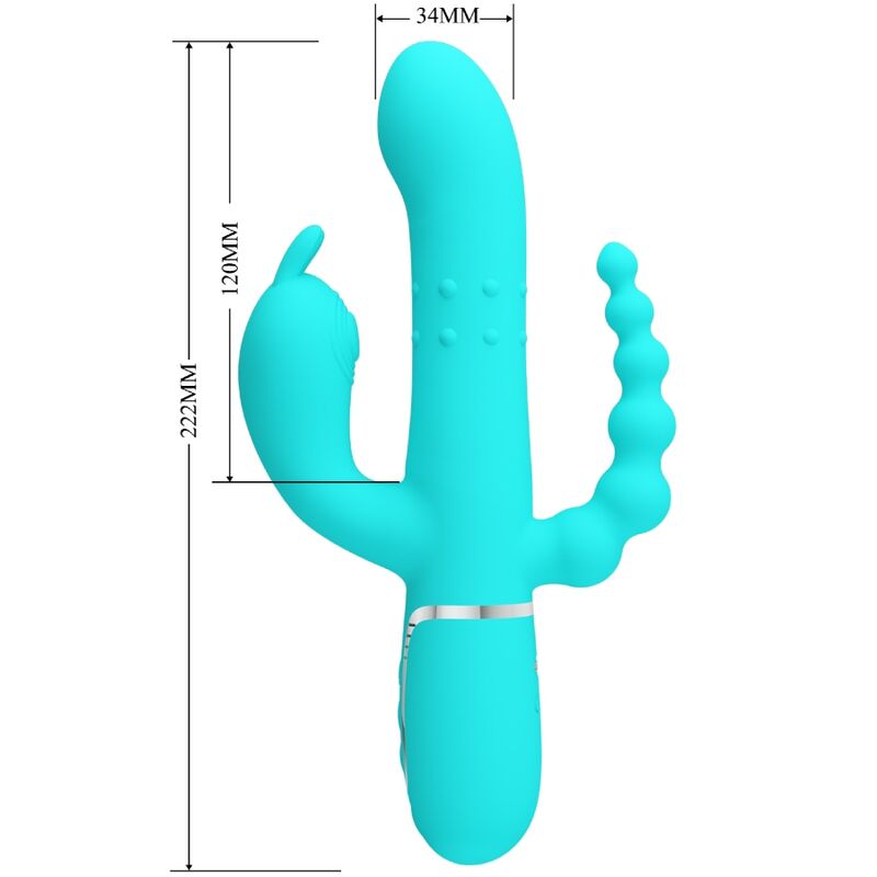 PRETTY LOVE - CAMMY 4 EN 1 VIBRATEUR MULTIFONCTION TRIPPLE RABBIT BLEU PRETTY LOVE