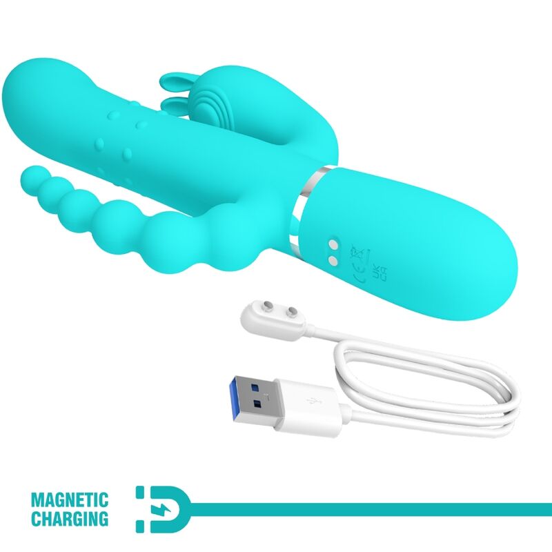 PRETTY LOVE - CAMMY 4 EN 1 VIBRATEUR MULTIFONCTION TRIPPLE RABBIT BLEU PRETTY LOVE