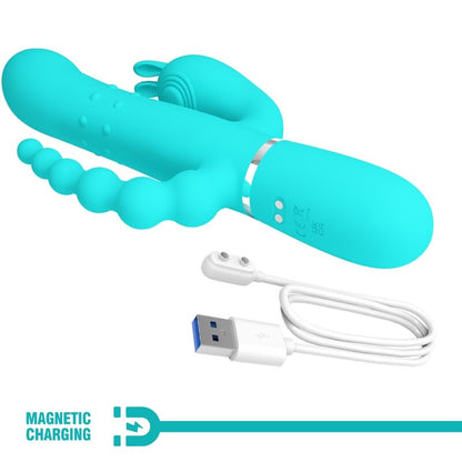 PRETTY LOVE - CAMMY 4 EN 1 VIBRATEUR MULTIFONCTION TRIPPLE RABBIT BLEU PRETTY LOVE