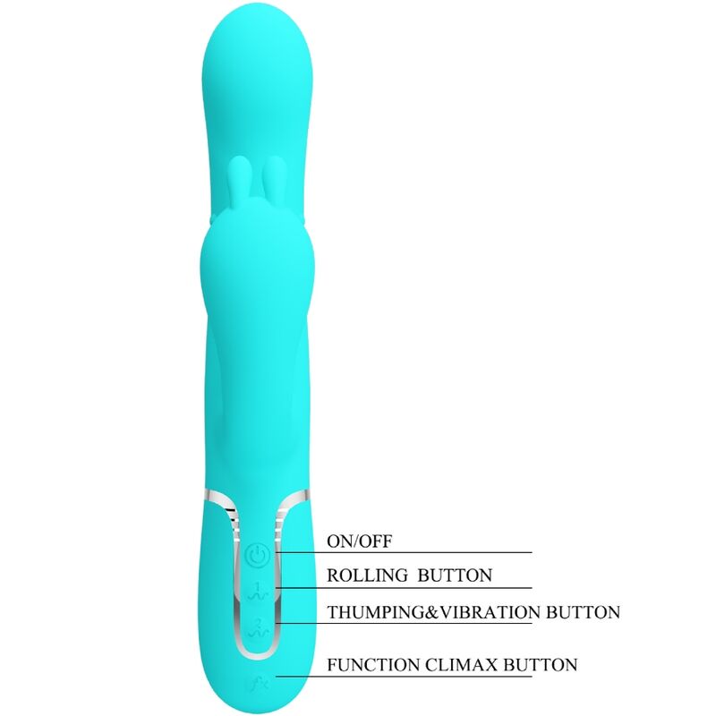 PRETTY LOVE - CAMMY 4 EN 1 VIBRATEUR MULTIFONCTION TRIPPLE RABBIT BLEU PRETTY LOVE