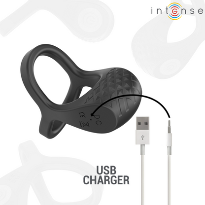 INTENSE - ALEX VIBRATEUR DOUBLE ANNEAU PÉNIS 10 VIBRATIONS NOIR INTENSE COUPLES TOYS
