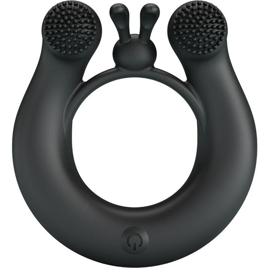 PRETTY LOVE - ANNEAU VIBRANT DAHLIA + STIMULATEUR DE CLITORIS 12 VIBRATIONS NOIR PRETTY LOVE