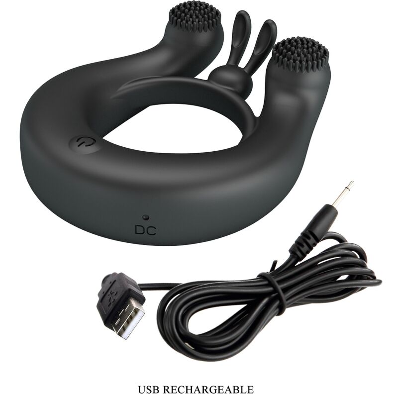 PRETTY LOVE - ANNEAU VIBRANT DAHLIA + STIMULATEUR DE CLITORIS 12 VIBRATIONS NOIR PRETTY LOVE