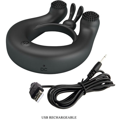 PRETTY LOVE - ANNEAU VIBRANT DAHLIA + STIMULATEUR DE CLITORIS 12 VIBRATIONS NOIR PRETTY LOVE