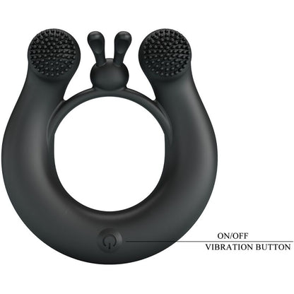 PRETTY LOVE - ANNEAU VIBRANT DAHLIA + STIMULATEUR DE CLITORIS 12 VIBRATIONS NOIR PRETTY LOVE