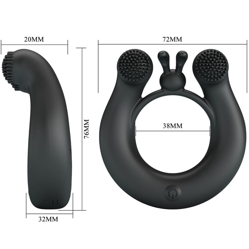 PRETTY LOVE - ANNEAU VIBRANT DAHLIA + STIMULATEUR DE CLITORIS 12 VIBRATIONS NOIR PRETTY LOVE