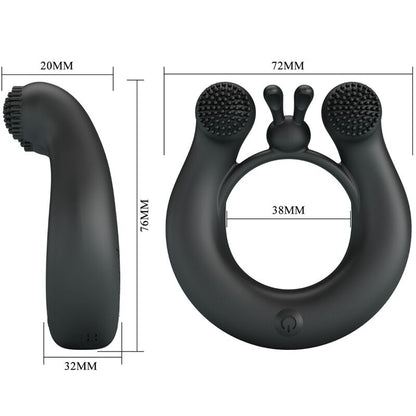 PRETTY LOVE - ANNEAU VIBRANT DAHLIA + STIMULATEUR DE CLITORIS 12 VIBRATIONS NOIR PRETTY LOVE