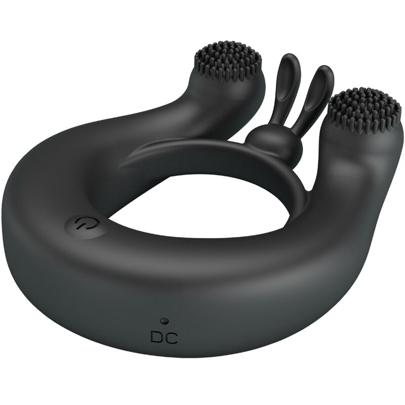 PRETTY LOVE - ANNEAU VIBRANT DAHLIA + STIMULATEUR DE CLITORIS 12 VIBRATIONS NOIR PRETTY LOVE
