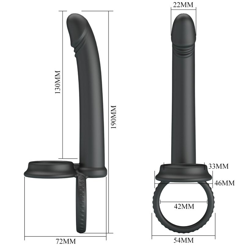 PRETTY LOVE - DILLION DOUBLE PÉNÉTRATION DOUBLE ANNEAU PÉNAL NOIR PRETTY LOVE PARTY UP