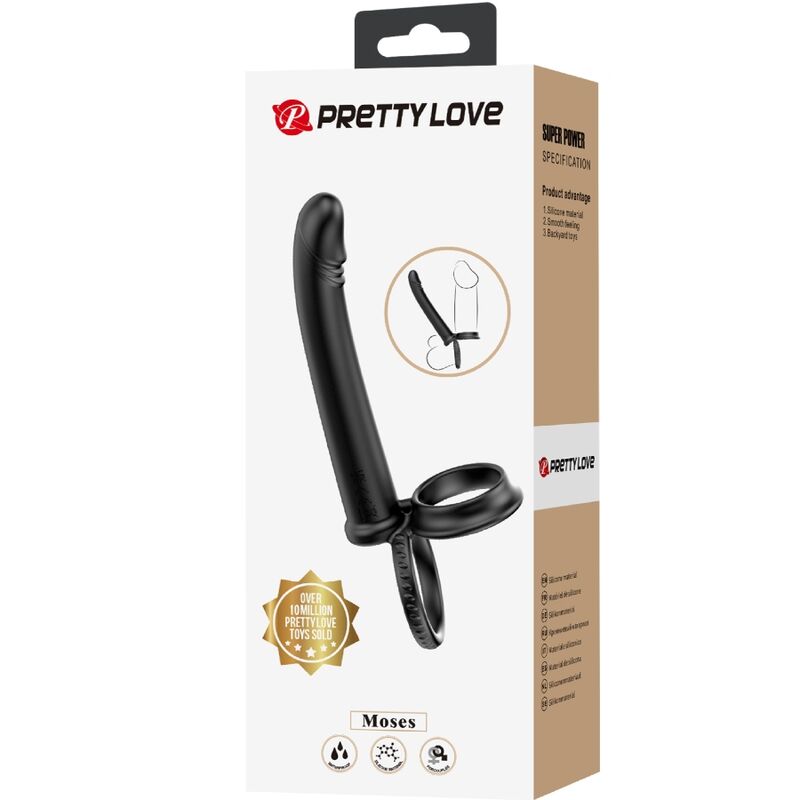 PRETTY LOVE - DILLION DOUBLE PÉNÉTRATION DOUBLE ANNEAU PÉNAL NOIR PRETTY LOVE PARTY UP