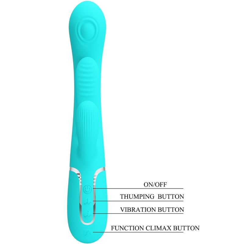 PRETTY LOVE - SHANIA TRIPLE RABBIT VIBRATEUR MULTIFONCTION 3 EN 1 BLEU PRETTY LOVE PARTY UP