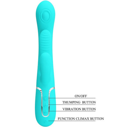 PRETTY LOVE - SHANIA TRIPLE RABBIT VIBRATEUR MULTIFONCTION 3 EN 1 BLEU PRETTY LOVE PARTY UP