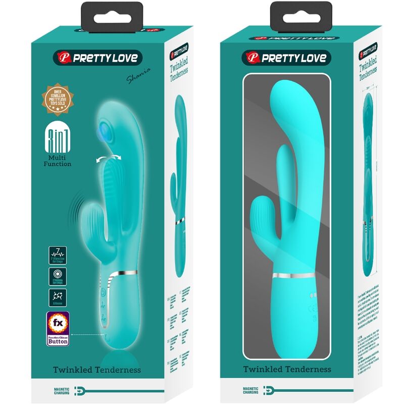 PRETTY LOVE - SHANIA TRIPLE RABBIT VIBRATEUR MULTIFONCTION 3 EN 1 BLEU PRETTY LOVE PARTY UP
