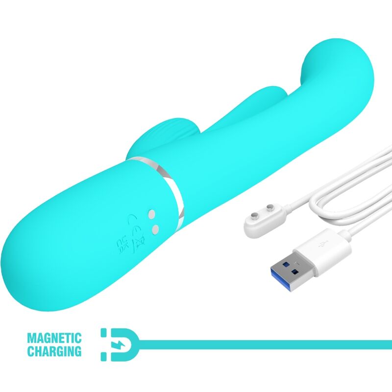 PRETTY LOVE - SHANIA TRIPLE RABBIT VIBRATEUR MULTIFONCTION 3 EN 1 BLEU PRETTY LOVE PARTY UP