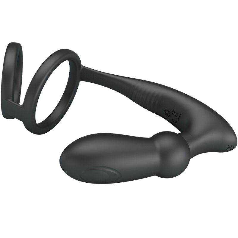 PRETTY LOVE - ANNEAU PÉNIS EMONI + PLUG ANAL 12 VIBRATIONS NOIR PRETTY LOVE