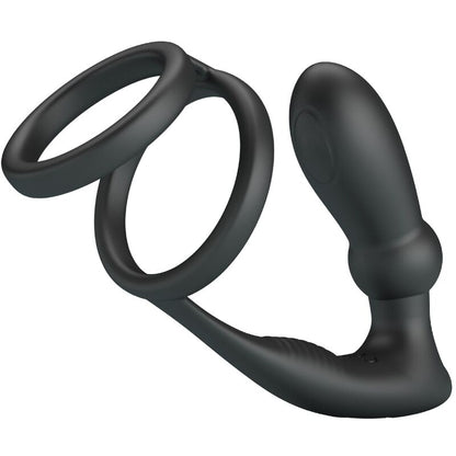 PRETTY LOVE - ANNEAU PÉNIS EMONI + PLUG ANAL 12 VIBRATIONS NOIR PRETTY LOVE