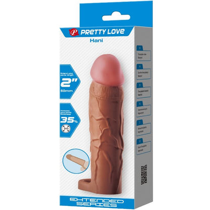 PRETTY LOVE - MANCHON DE PÉNIS HANI AVEC EXTENSION DE 5 CM MULÂTRE PRETTY LOVE