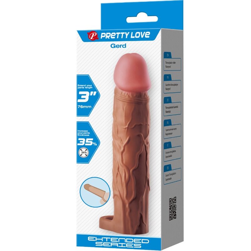 PRETTY LOVE - MANCHON DE PÉNIS GERD AVEC EXTENSION DE 7,6 CM MULÂTRE PRETTY LOVE