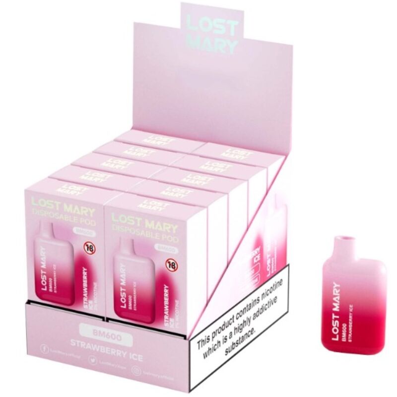 LOST MARY - BM600 VAPER NICOTINE 2% JETABLE GLACE FRAISE LOST MARY