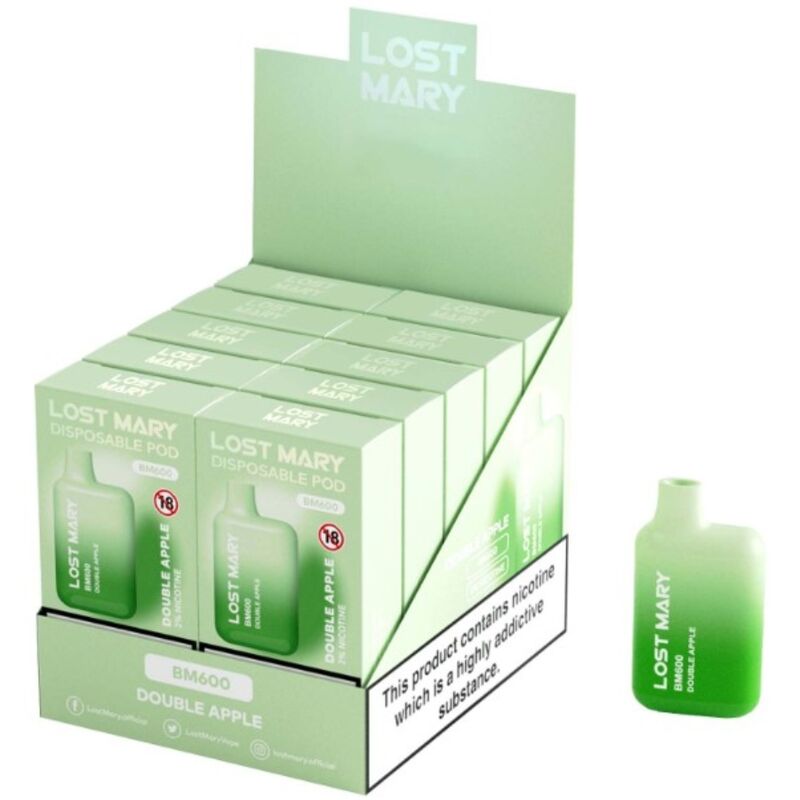 LOST MARY - BM600 VAPER NICOTINE 2% JETABLE DOUBLE POMME LOST MARY