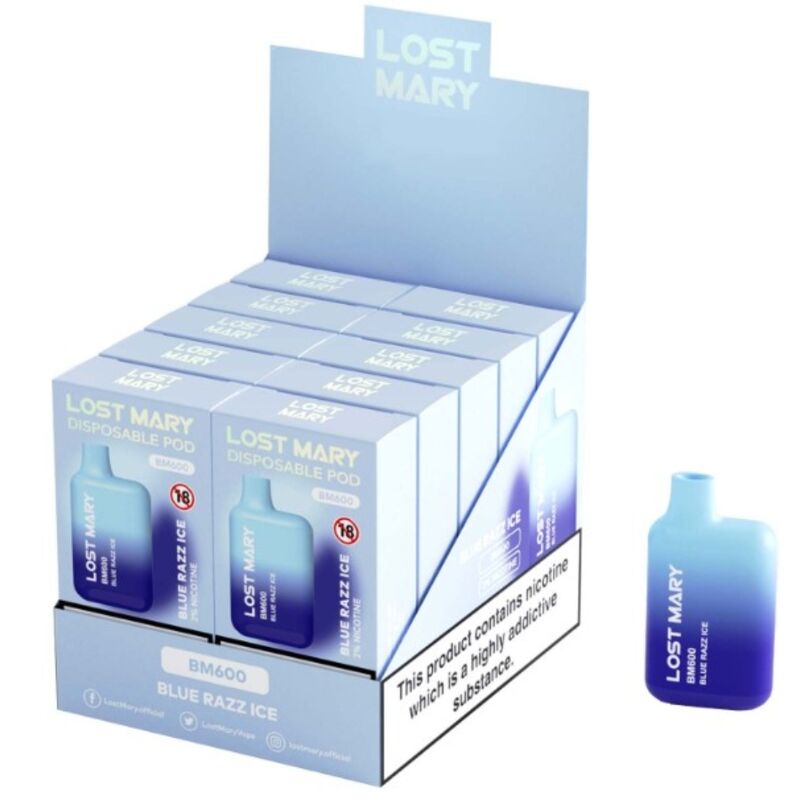 LOST MARY - BM600 VAPER NICOTINE 2% JETABLE BLUE RAZZ ICE LOST MARY