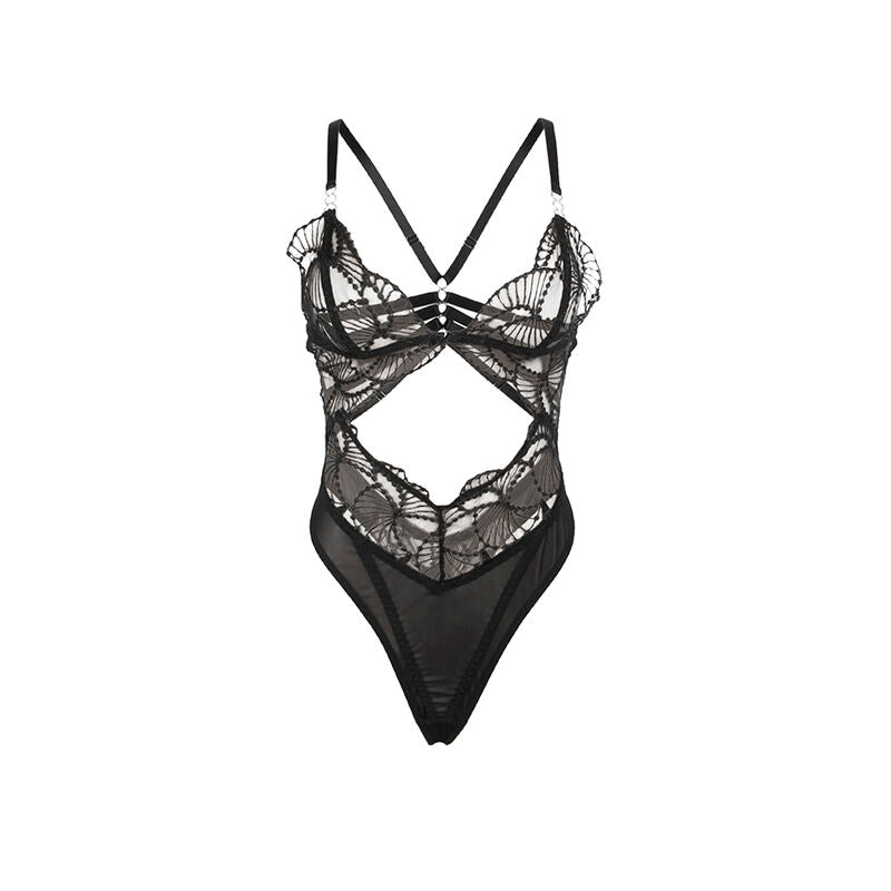 SUBBLIME - 955229 BODY TRANSPARENT AVEC DENTELLE CREUSE NOIR L/XL SUBBLIME BODIES