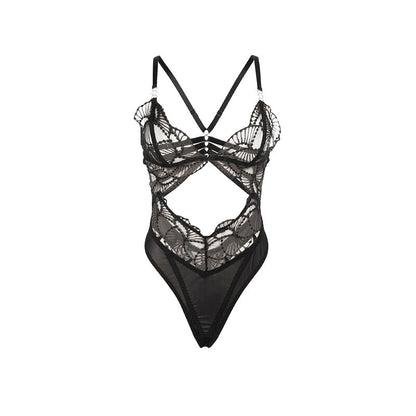 SUBBLIME - 955229 BODY TRANSPARENT AVEC DENTELLE CREUSE NOIR L/XL SUBBLIME BODIES