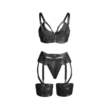 SUBBLIME - 955236 ENSEMBLE SOUTIEN-GORGE BONDAGE NOIR AVEC JARRETELLE S/M SUBBLIME SETS