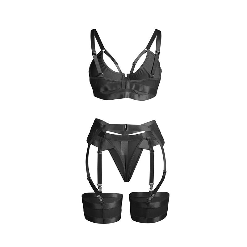 SUBBLIME - 955243 ENSEMBLE SOUTIEN-GORGE BONDAGE NOIR AVEC JARRETELLE L/XL SUBBLIME SETS