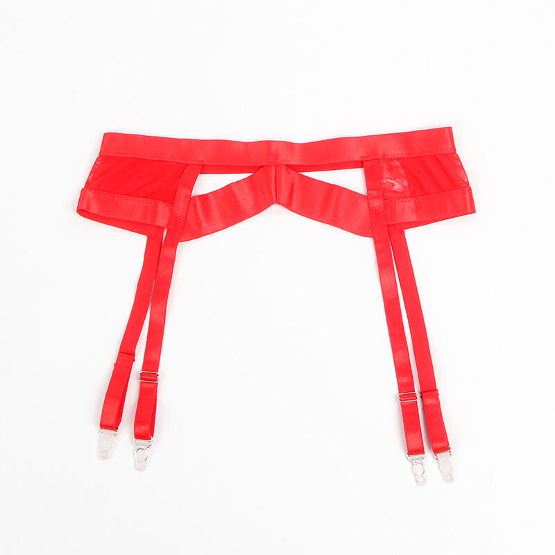 SUBBLIME - 955250 ENSEMBLE SOUTIEN-GORGE BONDAGE ROUGE AVEC JARRETELLES S/M SUBBLIME SETS