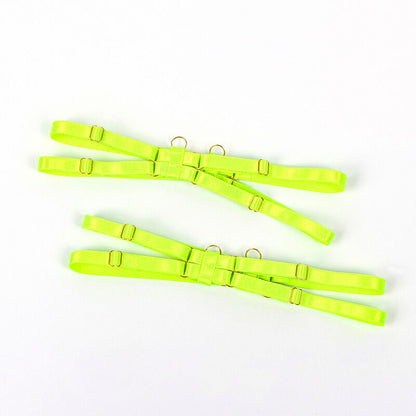 SUBBLIME - 955274 ENSEMBLE SOUTIEN-GORGE AVEC COLLIER ET DÉTAILS DE JAMBES VERT FLUORESCENT S/M SUBBLIME SETS