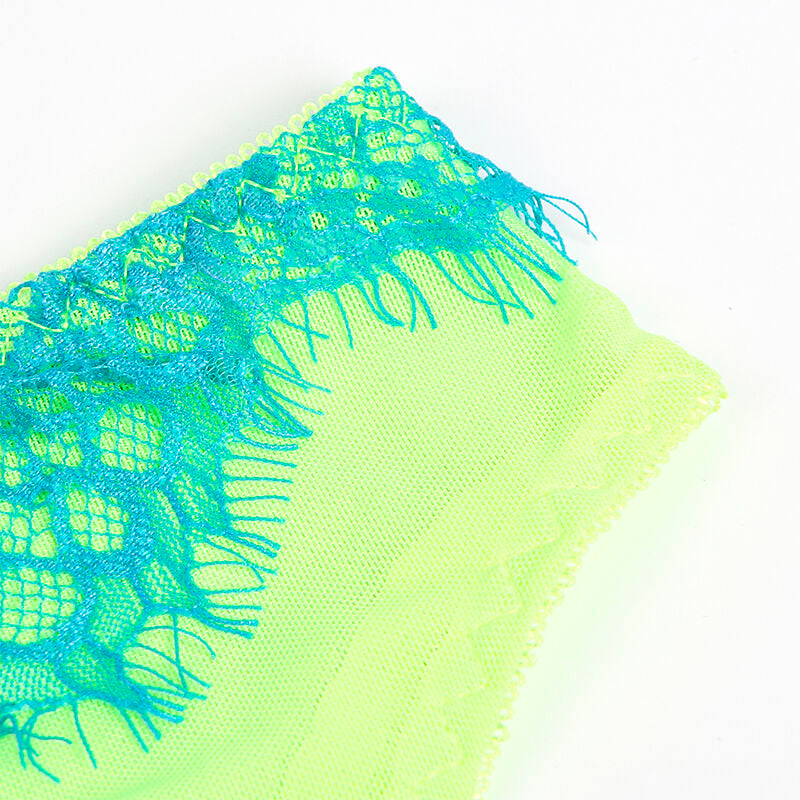 SUBBLIME - 955328 ENSEMBLE SOUTIEN-GORGE AVEC LIGNES DENTELLE ET JARRETELLE VERT ET BLEU L/XL SUBBLIME SETS