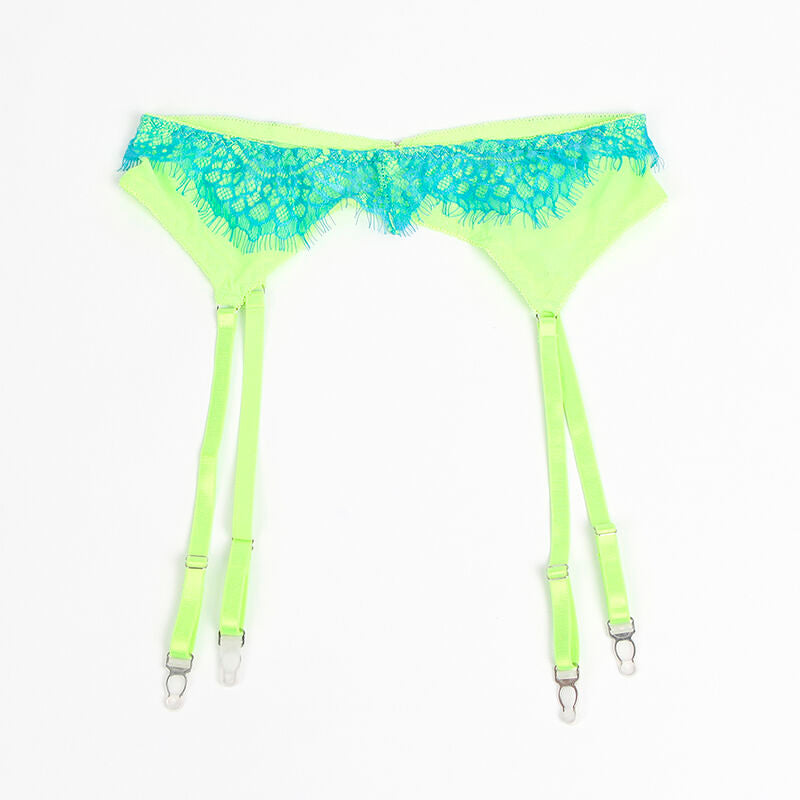 SUBBLIME - 955328 ENSEMBLE SOUTIEN-GORGE AVEC LIGNES DENTELLE ET JARRETELLE VERT ET BLEU L/XL SUBBLIME SETS