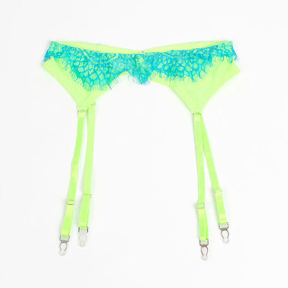 SUBBLIME - 955328 ENSEMBLE SOUTIEN-GORGE AVEC LIGNES DENTELLE ET JARRETELLE VERT ET BLEU L/XL SUBBLIME SETS