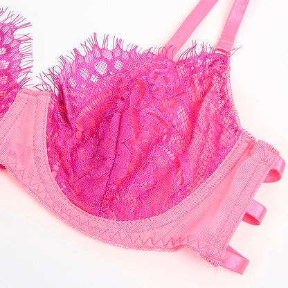 SUBBLIME - 955359 ENSEMBLE SOUTIEN-GORGE AVEC DENTELLE ET LIENS JARRETELLES ROSE ET VIOLET S/M SUBBLIME SETS