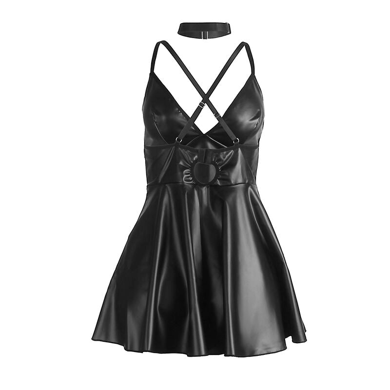 SUBBLIME - 955373 ROBE À BRETELLES EN CUIR NOIR S/M SUBBLIME DRESSES