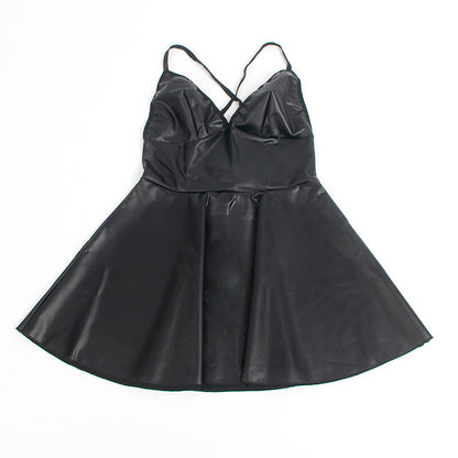 SUBBLIME - 955373 ROBE À BRETELLES EN CUIR NOIR S/M SUBBLIME DRESSES