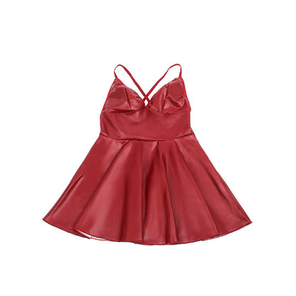 SUBBLIME - 955397 ROBE À BRETELLES EN CUIR BORDEAUX S/M SUBBLIME DRESSES