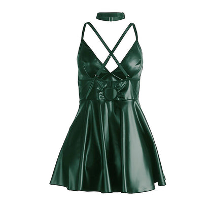 SUBBLIME - 955441 ROBE À BRETELLES EN CUIR VERT L/XL SUBBLIME DRESSES