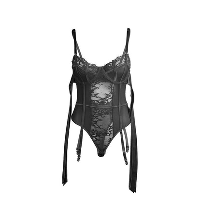 SUBBLIME - 955496 BODY EN DENTELLE AVEC NŒUDS ET JARRETELLES NOIR S/M SUBBLIME BODIES