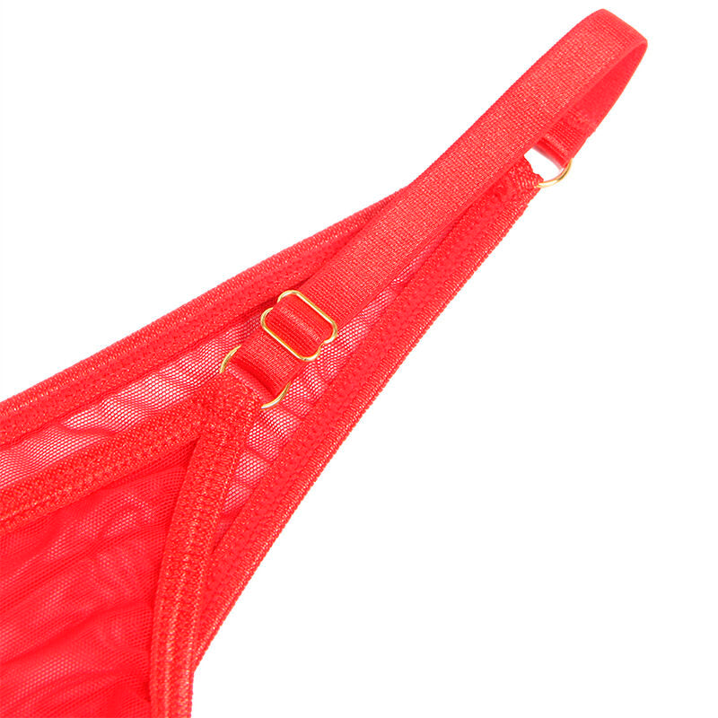 SUBBLIME - 955519 ENSEMBLE SOUTIEN-GORGE AVEC CHAÎNES ET COEUR EN MAILLE ROUGE S/M SUBBLIME SETS