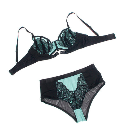 SUBBLIME - 955557 ENSEMBLE SOUTIEN-GORGE EN CUIR VERNI VERT AVEC FERMETURE ÉCLAIR S/M SUBBLIME SETS