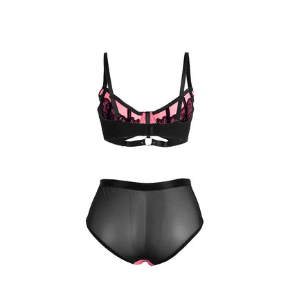 SUBBLIME - 955588 ENSEMBLE SOUTIEN-GORGE EN CUIR VERNI ROSE AVEC FERMETURE ÉCLAIR L/XL SUBBLIME SETS