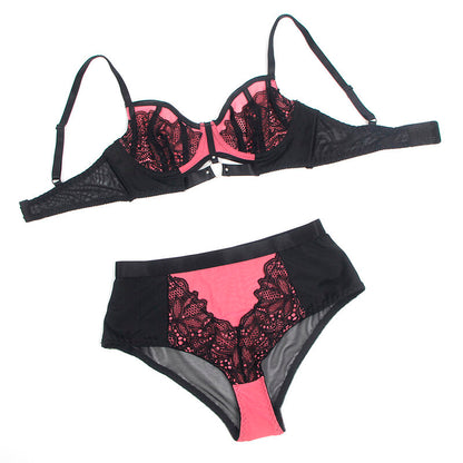 SUBBLIME - 955588 ENSEMBLE SOUTIEN-GORGE EN CUIR VERNI ROSE AVEC FERMETURE ÉCLAIR L/XL SUBBLIME SETS