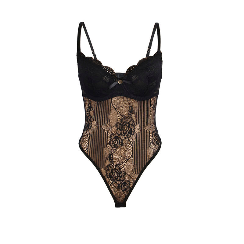 SUBBLIME - 955618 BODY EN DENTELLE AVEC FERMETURE EN BAS NOIR S/M SUBBLIME BODIES