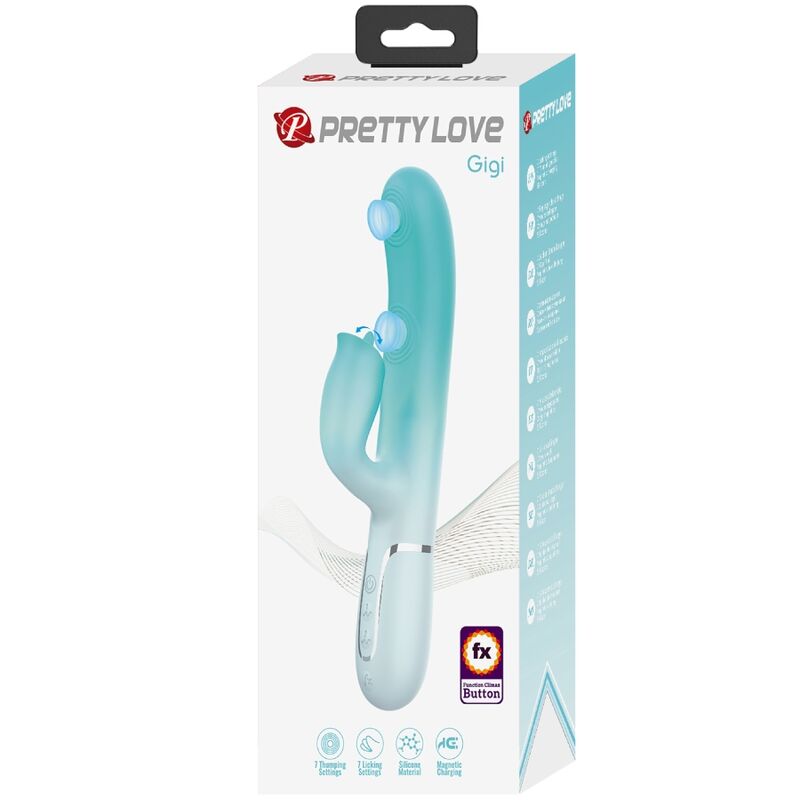 PRETTY LOVE - VIBRATEUR LAPIN MULTIFONCTION GIGI VERT AQUA PRETTY LOVE FLIRTATION