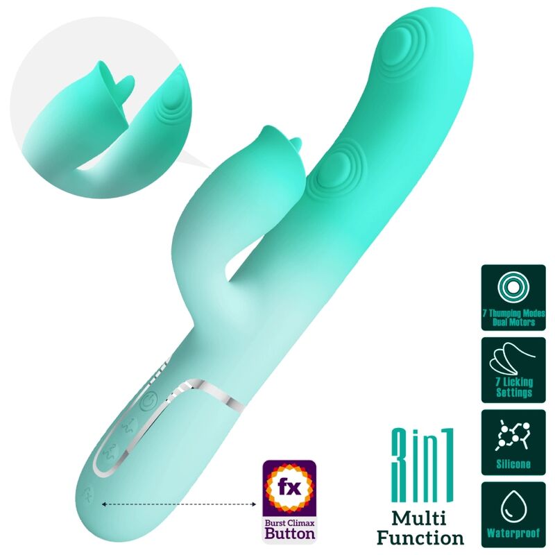 PRETTY LOVE - VIBRATEUR LAPIN MULTIFONCTION GIGI VERT AQUA PRETTY LOVE FLIRTATION